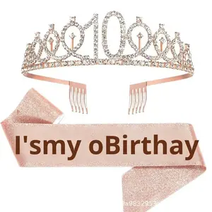 Couronne de Princesse en Alliage, Accessoire de Coiffure pour Anniversaire, Ensemble Ceinture et Bijoux de Cheveux pour Fêtes et Célébrations - Product Image 5