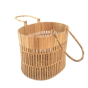 New Craft Hand-woven Fashion Wooden Block Rattan Portable Storage <b>Basket</b> - Product Image 3