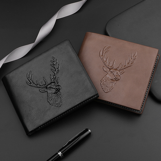 Best-selling Men's Wallet Animal Embossed PU Leather Deer Image Wallet