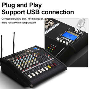 Amplificador de Potencia de Audio Digital OEM GM6X de 6 Canales y 450W para DJ con 4 Micrófonos Inalámbricos y Mezclador de Audio USB - Product Image 3