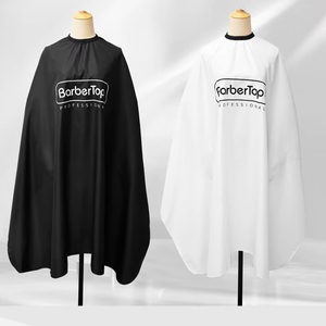 Capes de coiffeur antistatiques professionnelles WangDa personnalisées avec logo imprimé noir/blanc, châle de coupe de cheveux, <span class=keywords><strong>tablier</strong></span> de salon de coiffure - Product Image 1