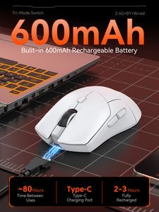 Souris de jeu sans fil ergonomique avec capteur Paw3311, rechargeable par USB-C, 6 boutons programmables, touches latérales pour PC/ordinateur portable/Mac - Product Image 4
