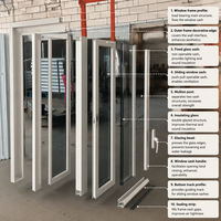 Fenêtre coulissante horizontale double vitrage UPVC blanche, double châssis, résistante aux ouragans, insonorisée, écoénergétique, avec moustiquaire magnétique moderne