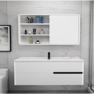 Ensemble de meuble-lavabo de salle de bain au design moderne et luxueux, rangement élégant pour hôtel et appartement, tiroirs montés, ardoise - Product Image 6