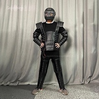 Costume de robot LED, costume spatial cool avec lumières clignotantes pour les spectacles sur scène, décorations de fête, vêtements scintillants avec accessoires de performance