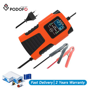 (Stock UE) Cargador de Batería Automático Podofo con Pantalla LCD para Coche y Moto, Reparación por Pulsos para Baterías de Plomo-Ácido, GEL, Húmedas y de Calcio - Product Image 1