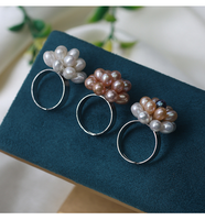 Bague en perles d'eau douce naturelles, design ajustable avec perles de riz, bijou promotionnel pour diffusion en direct, en stock, vente en gros