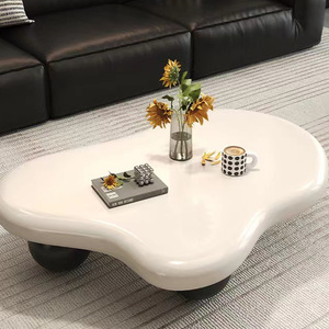 <span class=keywords><strong>Table</strong></span> <span class=keywords><strong>basse</strong></span> irrégulière de couleur crème inspirée des nuages, peinture écologique, style scandinave, <span class=keywords><strong>table</strong></span> de salon artistique - Product Image 2