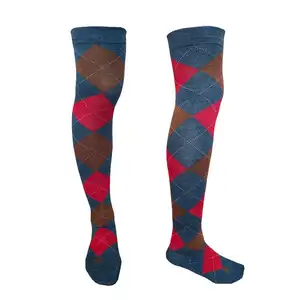 Chaussettes à compresses longues argyle imprimées 15-20mmhg chaussettes médicales graduées à haute compression pour cuisse pour femmes