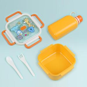 Boîte à lunch carrée pour enfants de 1000 ml, ensemble durable et portable en <span class=keywords><strong>plastique</strong></span> avec <span class=keywords><strong>bouteille</strong></span> d'eau pour l'extérieur - Product Image 3