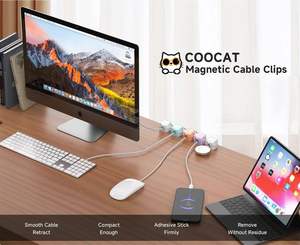 Clipes Magnéticos Adesivos para Cabos e Suporte de Fios (Pacote com 8) - Organizador de Fios Ajustável para Casa/Escritório, Carro e Mais (Multicolorido Cristal) - Product Image 2