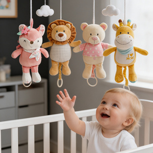 Juguete Móvil de Peluche Personalizado OEM para Bebé, Caja Musical con Cuerda, Animales de Peluche para Colgar <span class=keywords><strong>en</strong></span> la Cuna, Juego de Juguetes Seguros con Certificación CE para Calmar a los Bebés - Product Image 2