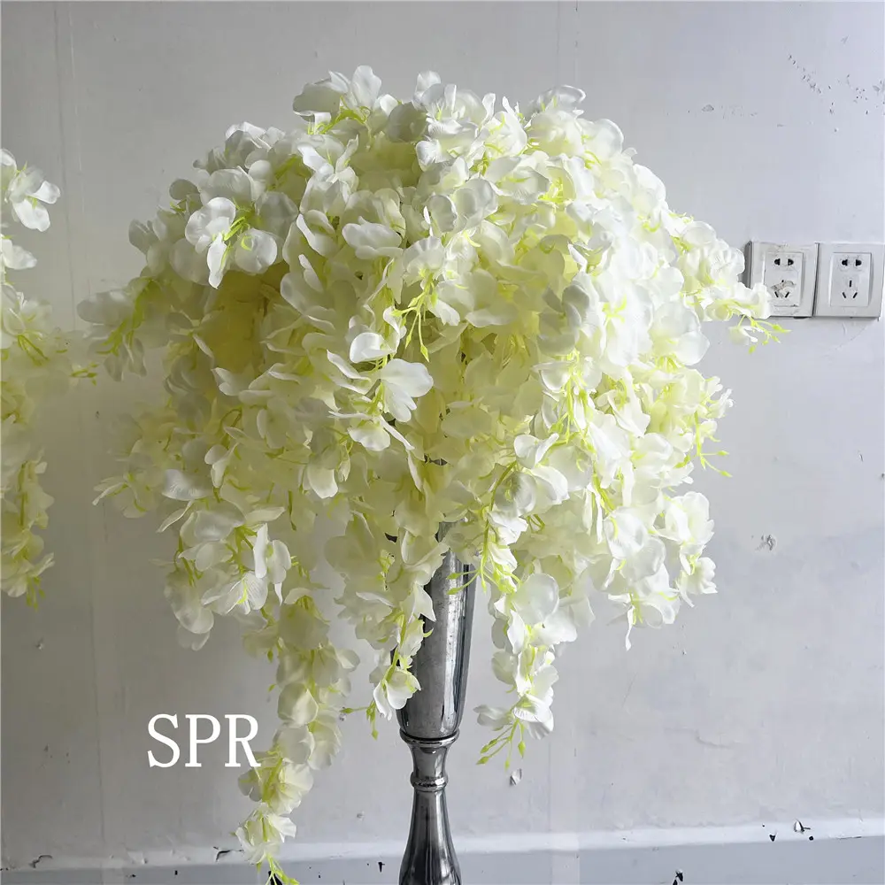 Ramo de novia SPR 60/55CM flor artificial blanca Base de plástico accesorios de boda decoración ventana evento Fiesta centros de mesa