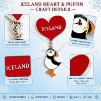Offre Spéciale Aimant de Réfrigérateur Personnalisé en Émail Souple Coloré, Motif Mouette d'Islande, Breloque Métallique en Forme de Cœur, Décoration d'Intérieur, Souvenir Touristique