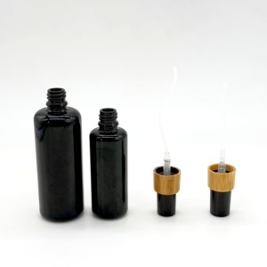50ml Black Glass <strong>Spray</strong> Bottle with Bamboo Lids Luxury 30ml 50ml Black <strong>Spray</strong> Glass Bottle Round Cheap Oil Glass <strong>Spray</strong> Bottles - Product Image 4