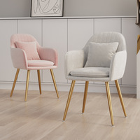 Chaise de salle à manger en tissu au design moderne, structure en métal, dossier en flanelle confortable, accoudoirs, couleur unie, style café, pour négociations, usage domestique
