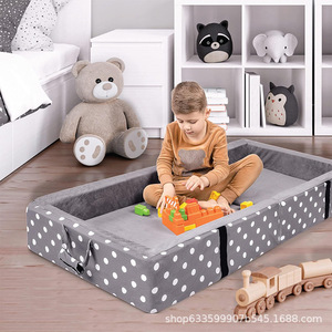 Baby Playpen With High-Density <b>Foam</b> <b>Pad</b> Gray Polka Dot Design For Children Indoor Play Area Portable And Foldable - Product Image 1