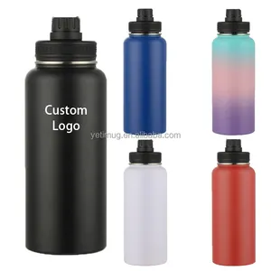 Chất lượng cao Nhãn hiệu riêng 40 oz thép không gỉ chân không cách nhiệt chai nước Flask phích với 12 nắp