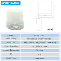 Controlador de Luz Automático con Fotocélula CNRIYA AS15-2310G 10A 105-305V, Encendido/Apagado al Anochecer/Amanecer, Detector Inductivo IP44/IP54