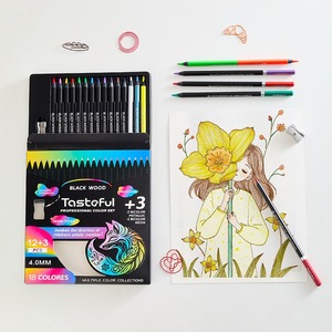 Crayons de couleur à base d'huile en bois noir de qualité artistique, mine épaisse de 4 mm, poignée triangulaire avec taille-<span class=keywords><strong>crayon</strong></span> en métal pour le <span class=keywords><strong>dessin</strong></span> professionnel - Product Image 4