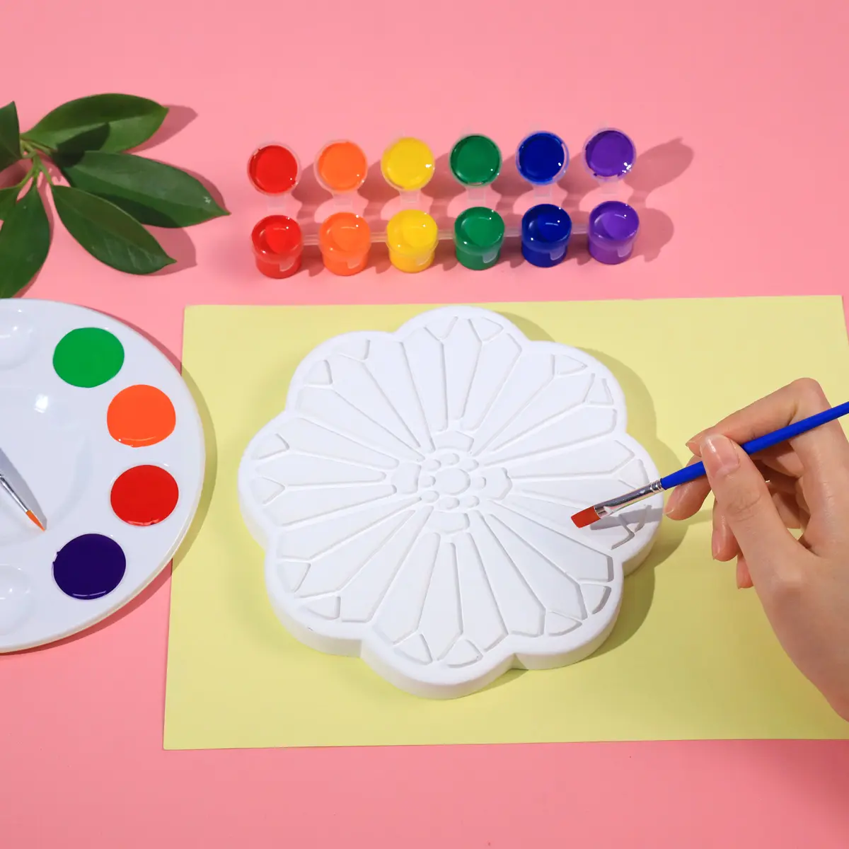 TBC-Kit de piedra de jardín para pintar tu propio jardín, con 2 cepillos de flores, regalo de cumpleaños para niños y adultos