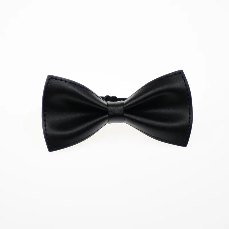 Creative New Bow tie Supplier Pure Color Black PU Fancy Dress Party Costume Holiday Men's Bow Ties