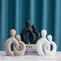 Sculpture Abstraite Personnage en Étreinte Style Européen Artisanat en Résine Écologique Décoration Maison Salon Chambre Entrée