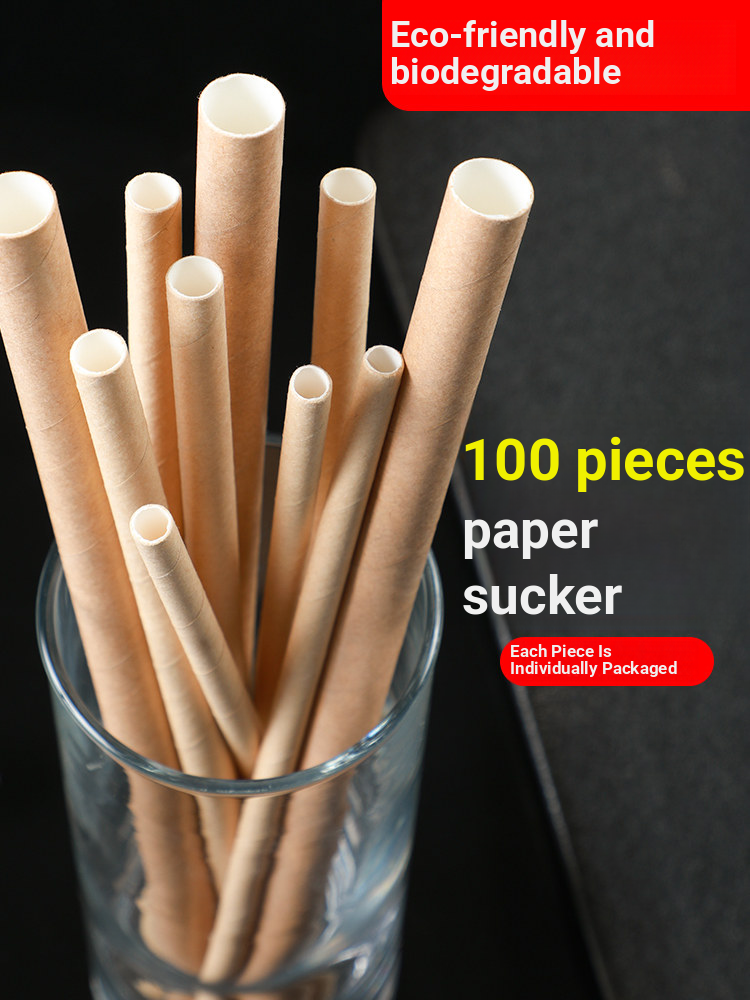 6mm Milk Tea Paper Straws Single-use Individually Wrapped Eco-friendly and Biodegradable Kraft Paper Straws Available in Stock