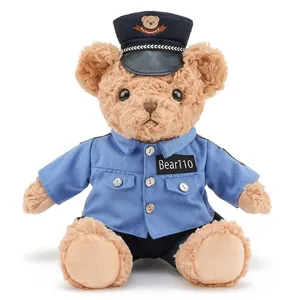 Pabrik kustom beruang pelikan memakai seragam polisi boneka beruang Teddy mainan hewan hadiah Musim wisuda