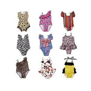 Boutique Một Mảnh Áo Tắm Cho Trẻ Em Một Vai Ruffles Trẻ Em Tắm Suit Toddler Cô Gái Beachwear Ruff Đồ Bơi