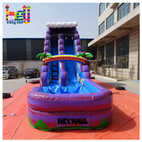 Toboggan aquatique gonflable commercial pour jardin, 19 pieds, une seule voie, avec grande piscine, toboggan aquatique gonflable pour enfants