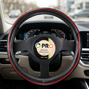 Housse de volant en PVC personnalisée avec bord rouge, style sport, accessoire universel pour l'intérieur de la voiture - Product Image 2
