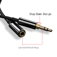 3,5mm Stereo-Audio-Verlängerungskabel mit Vergoldeten Steckern für AUX, MP3, Computer, Auto, Lautsprecher und Kopfhörer