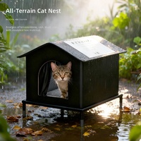 Abri pour chat chaleureux et confortable pour l'hiver, imperméable, résistant à la pluie et au froid, respirant, grand espace, type tente en tissu fermée