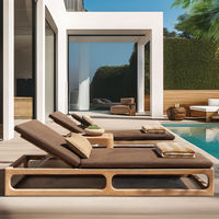 Lit de repos extérieur en teck massif, résistant aux intempéries, imperméable, mobilier de loisirs pour piscine, villa, jardin