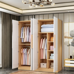 Super Oferta: Armario de 4 <span class=keywords><strong>Puertas</strong></span> para Almacenamiento y Organización Fáciles, Armario Futón, Armario para Abrigos de Madera Maciza - Product Image 3