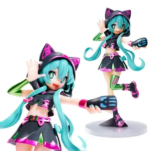 20cm Anime Đồ chơi con số bức tượng Manga sân khấu biểu diễn ăn mặc cô gái dễ thương Miku PVC Anime hình