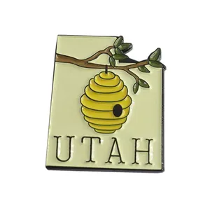 Utah Beehive State Edition State Shape of Utah Enamel Lapel Pin