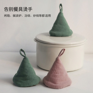 Guante de cocina de algodón con mango grueso, aislante del calor, antiescaldaduras, tapa para olla, para uso en cocina, color blanco roto - Product Image 5