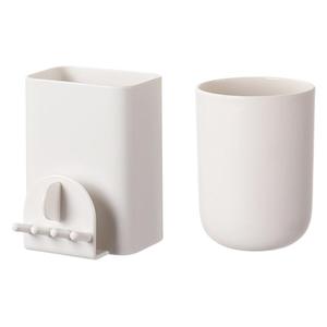 FaSoLa Wall Mounted <b>Toothbrush</b> Cup <b>Holder</b> Double Cup Storage Space Saving Bathroom Organizer No Drill Installation - Product Image 5