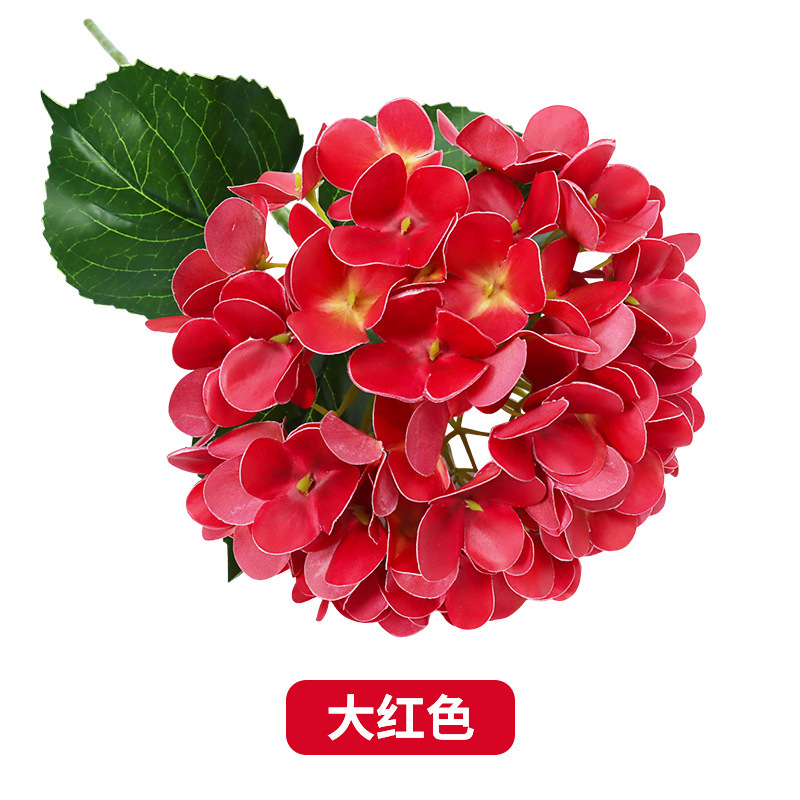 ดอกไฮเดรนเยียเดี่ยว 3 มิติ สีแดงสด