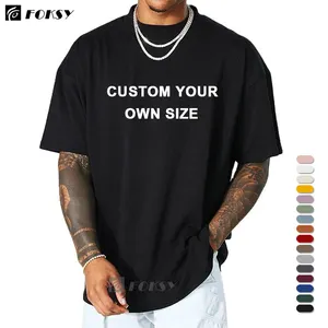 Camiseta de algodão para homens, camiseta pesada personalizada de peso pesada, com logotipo personalizado, plus size