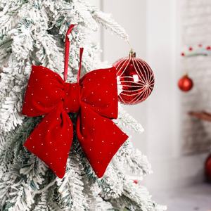 Noeud en coton SHUANGYUAN 18*26cm avec velours rouge et ornements en strass, disponible en tailles personnalisables - Product Image 6