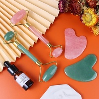 Ensemble de rouleaux de jade pour les doigts, masseur en jade, Gua Sha en cristal, bâton de beauté pour les méridiens, grattoir corporel, lifting du visage, santé et fitness