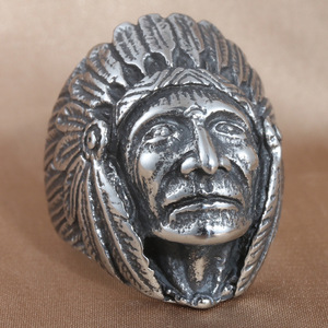 Men's Tribal Face <b>Ring</b> Silver Stainless Steel Punk Style Jewelry Gift 213038 - Product Image 1