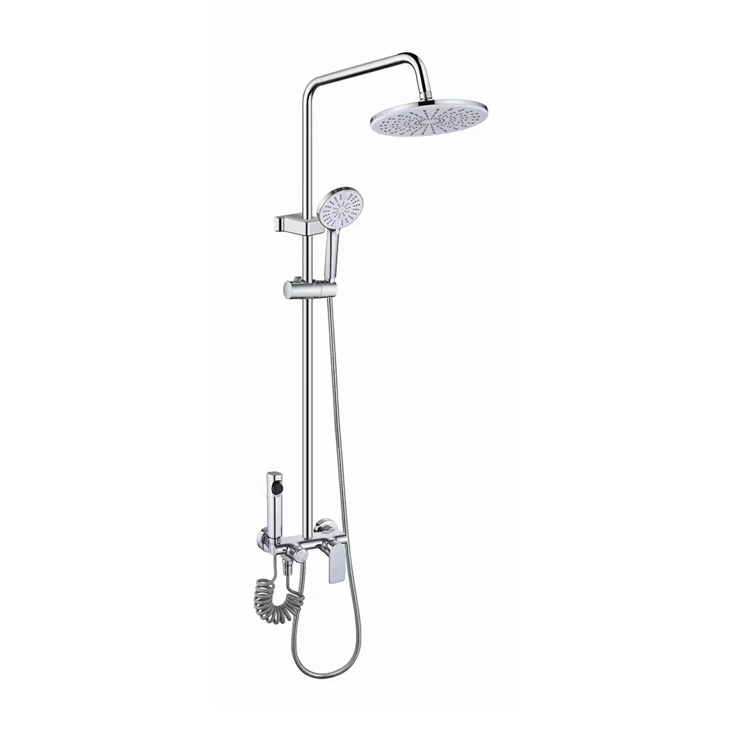 Wholesale White Shower System Brass Rainfall Shower Wall Mount Thermostatic Rain Shower Mixer Faucet Set