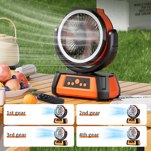 Weidasi Xách Tay 20000MAh Có Thể Sạc Lại Ngoài Trời Cắm Trại Fan USB Bảng Fan Với Ánh Sáng LED Và Ngân Hàng Điện Cho Lều - Product Image 5