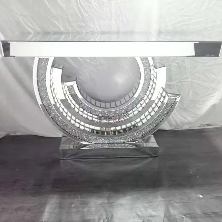Wholesale luxury mirrored furniture glass silver dining console table