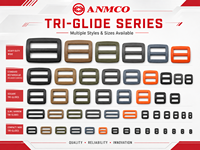 Hebilla Tri-Glide POM Modelo AM1202D con Diseño Funcional para Ensamblajes de Accesorios B2B, Color y Logotipo Personalizados, Suministro OEM