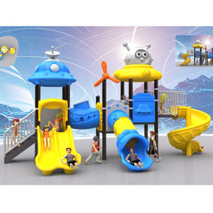 Parque Infantil Exterior con Diseño Innovador en Forma de Robot con Tobogán de Plástico, Caballito Mecánico y Otras Instalaciones de Entretenimiento - Product Image 1